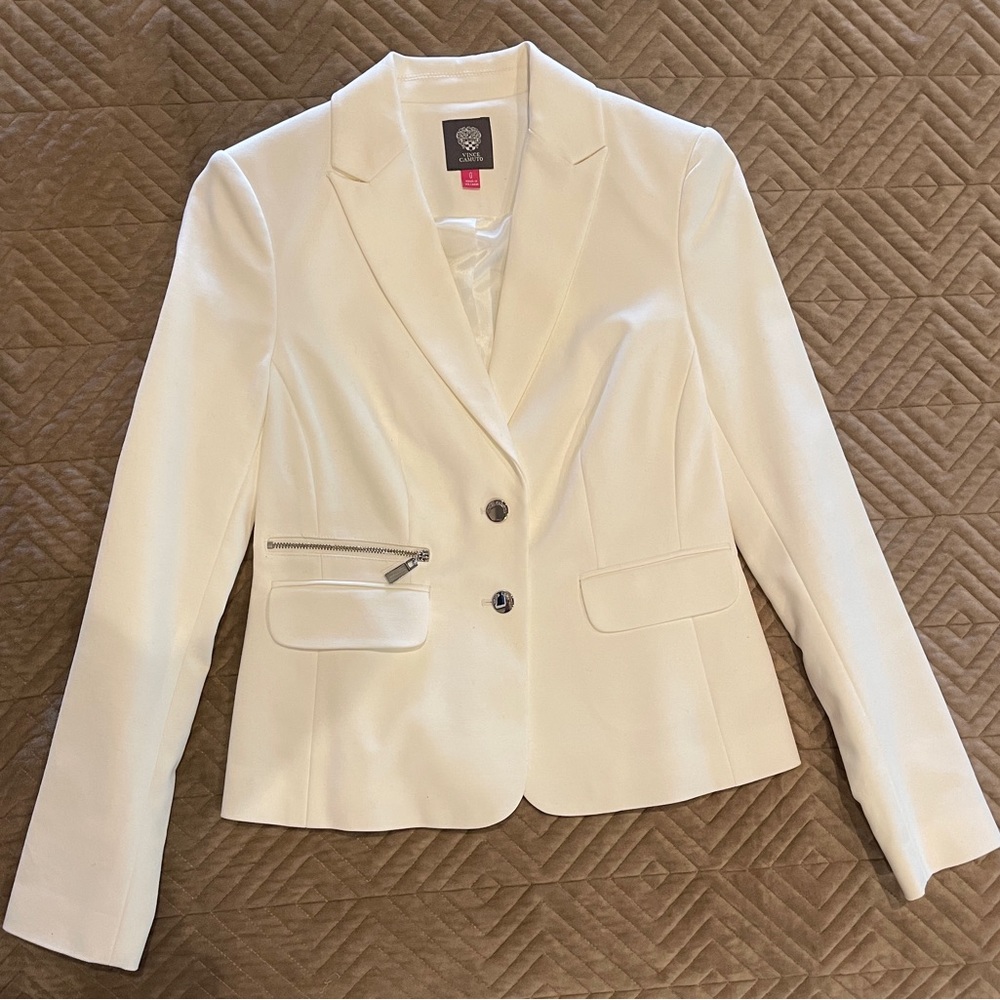White Blazer Jacket with peplum detail